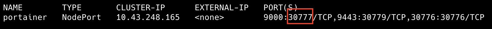 Portainer NodePort value