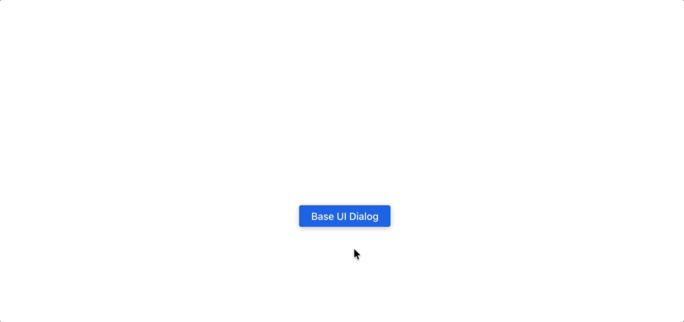 Dialog component built using Base UI styled with custom CSS