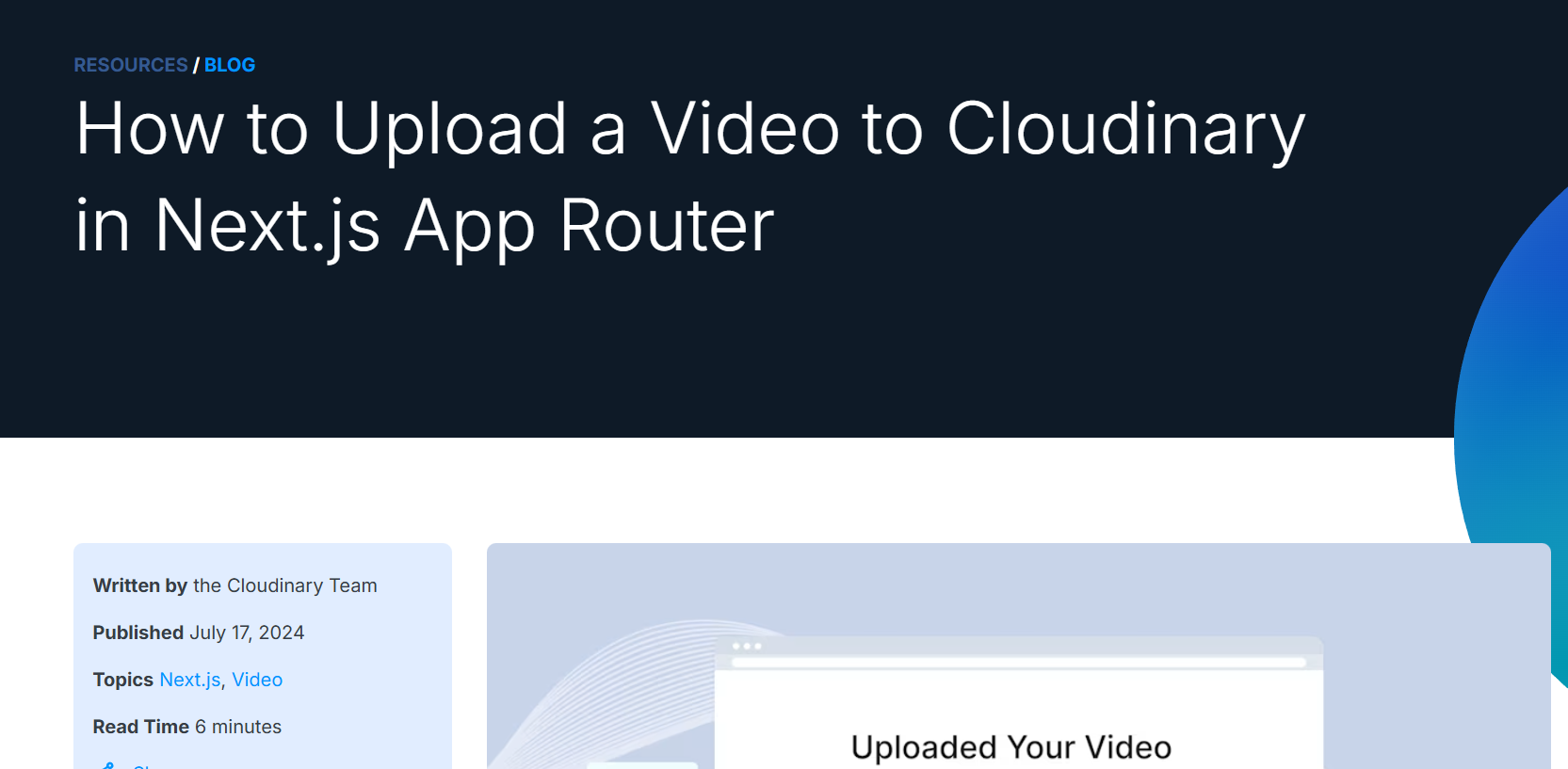 A feature content type we created for Cloudinary