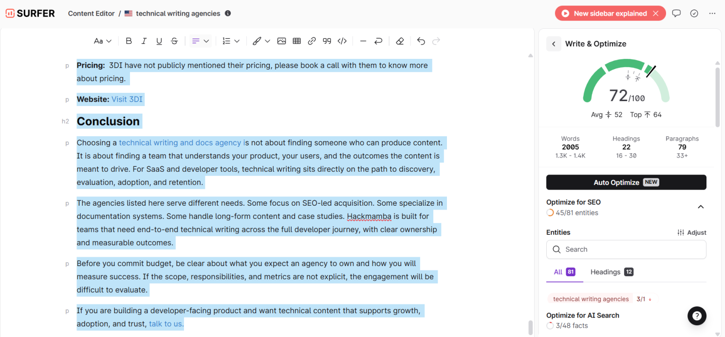 A content we SEO optimized using SurferSEO