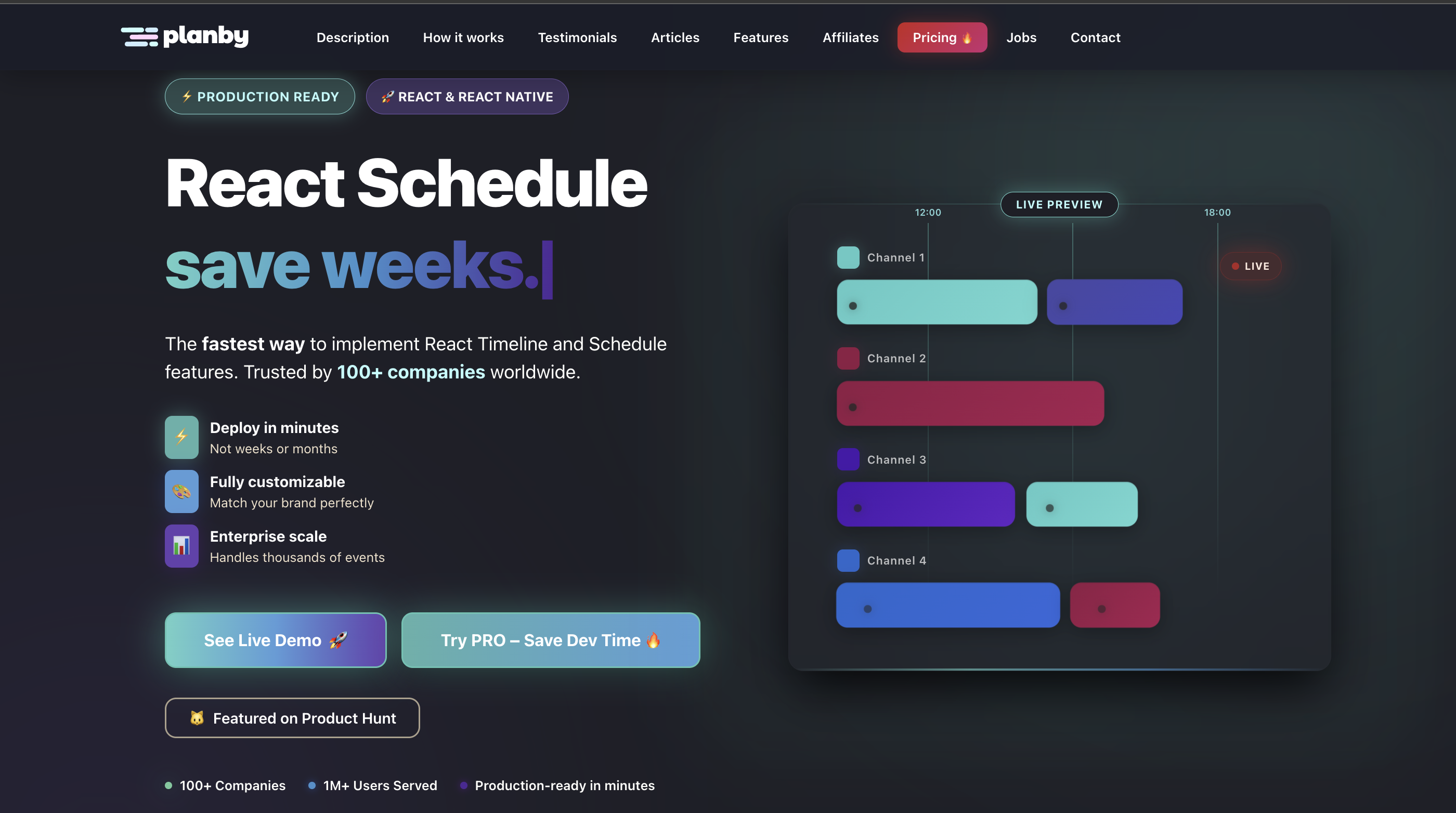 Planby Timeline Scheduler Example