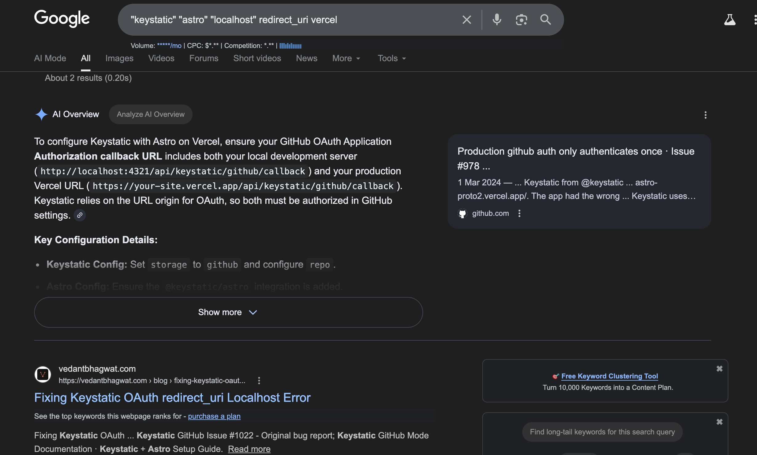 Google search results for Search 1