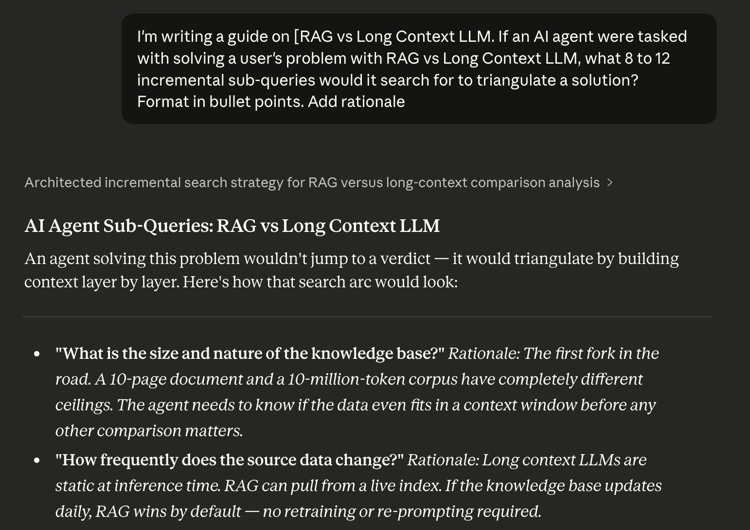 Sub-queries generated by Claude for the recursive AI method