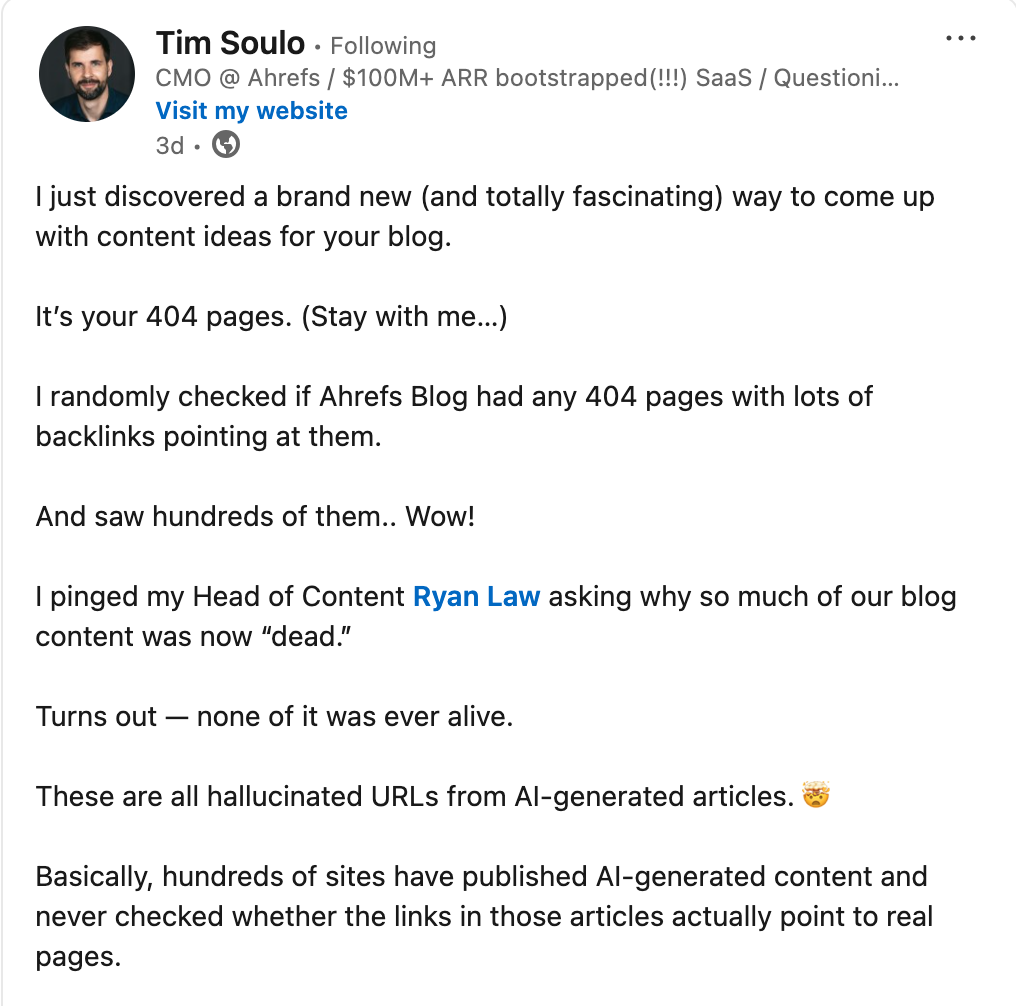 Tim’s post about hallucinated URLs
