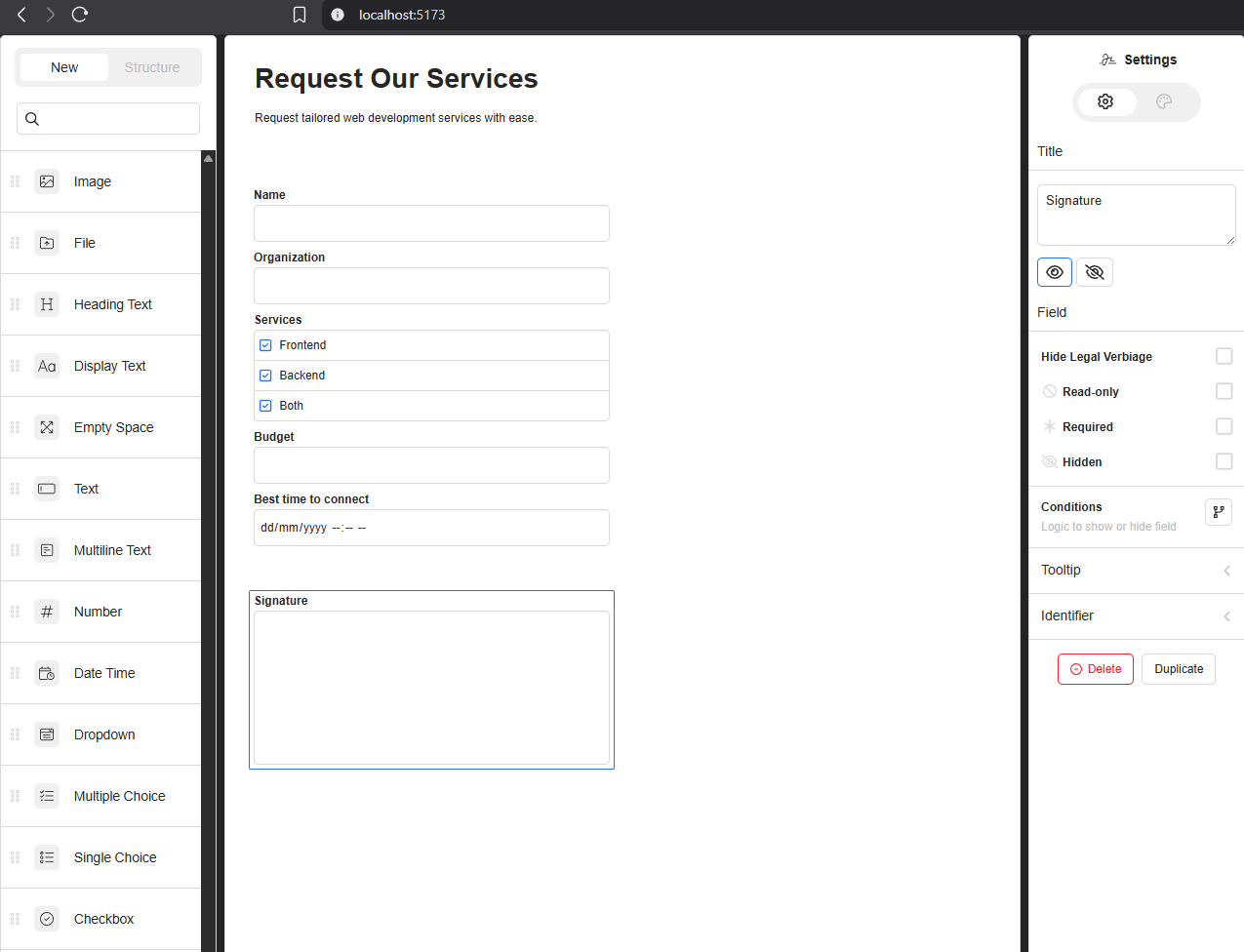 The final Joyfill form rendered inside a React application