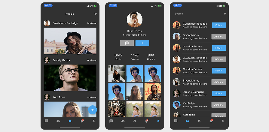 11. SocialMediaAppUIKit: A complete social media app screens preview