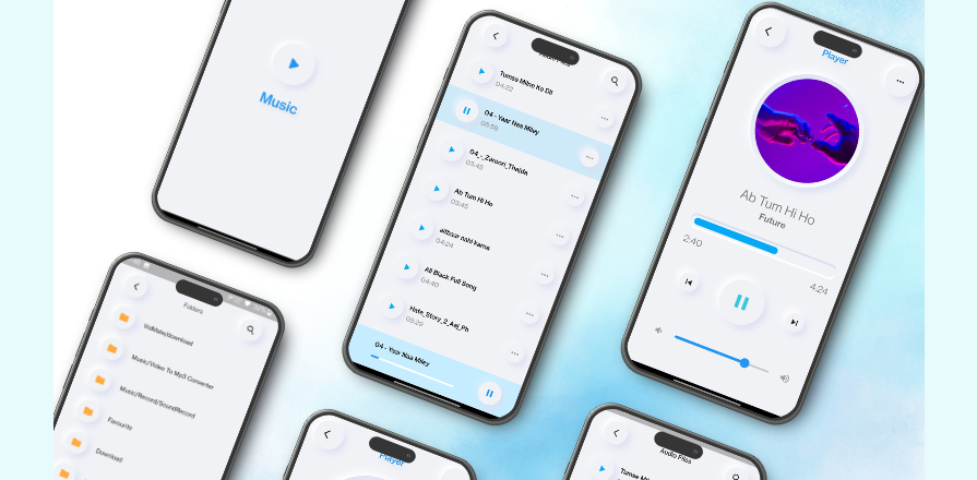 19. Neumorphic Music Player: A minimal, fully-functional offline media player app preview