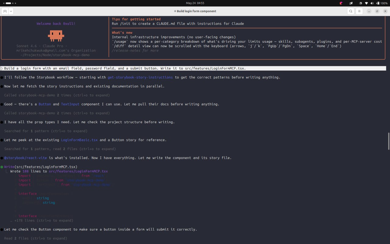 Claude Code terminal showing tool call sequence before any code is written