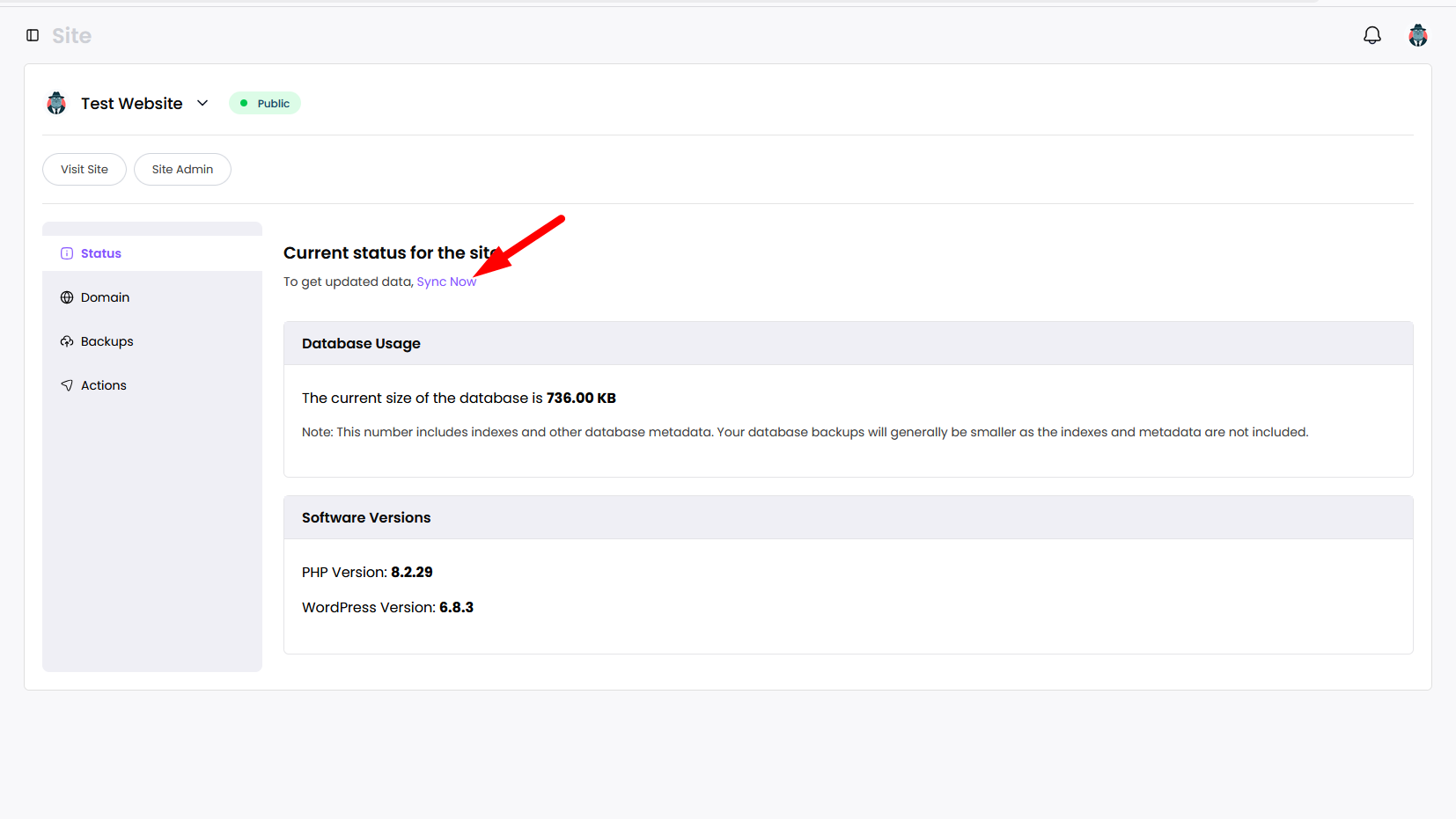 Sync now button