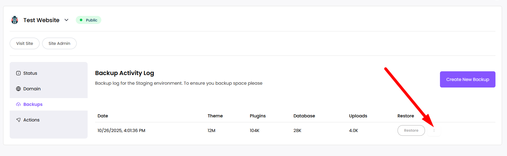 Delete backup