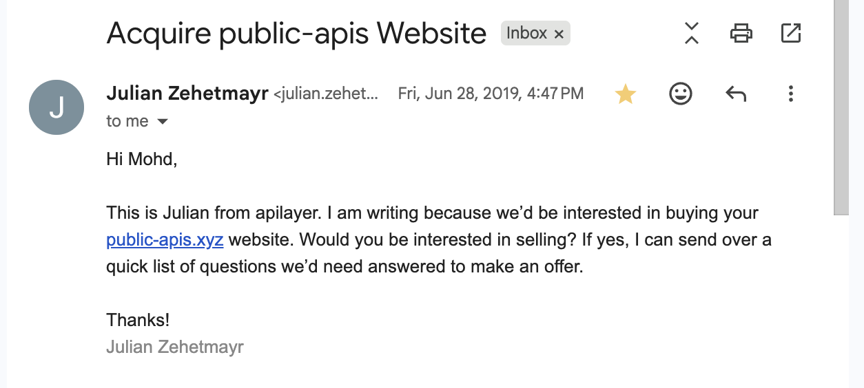 Acquisition email