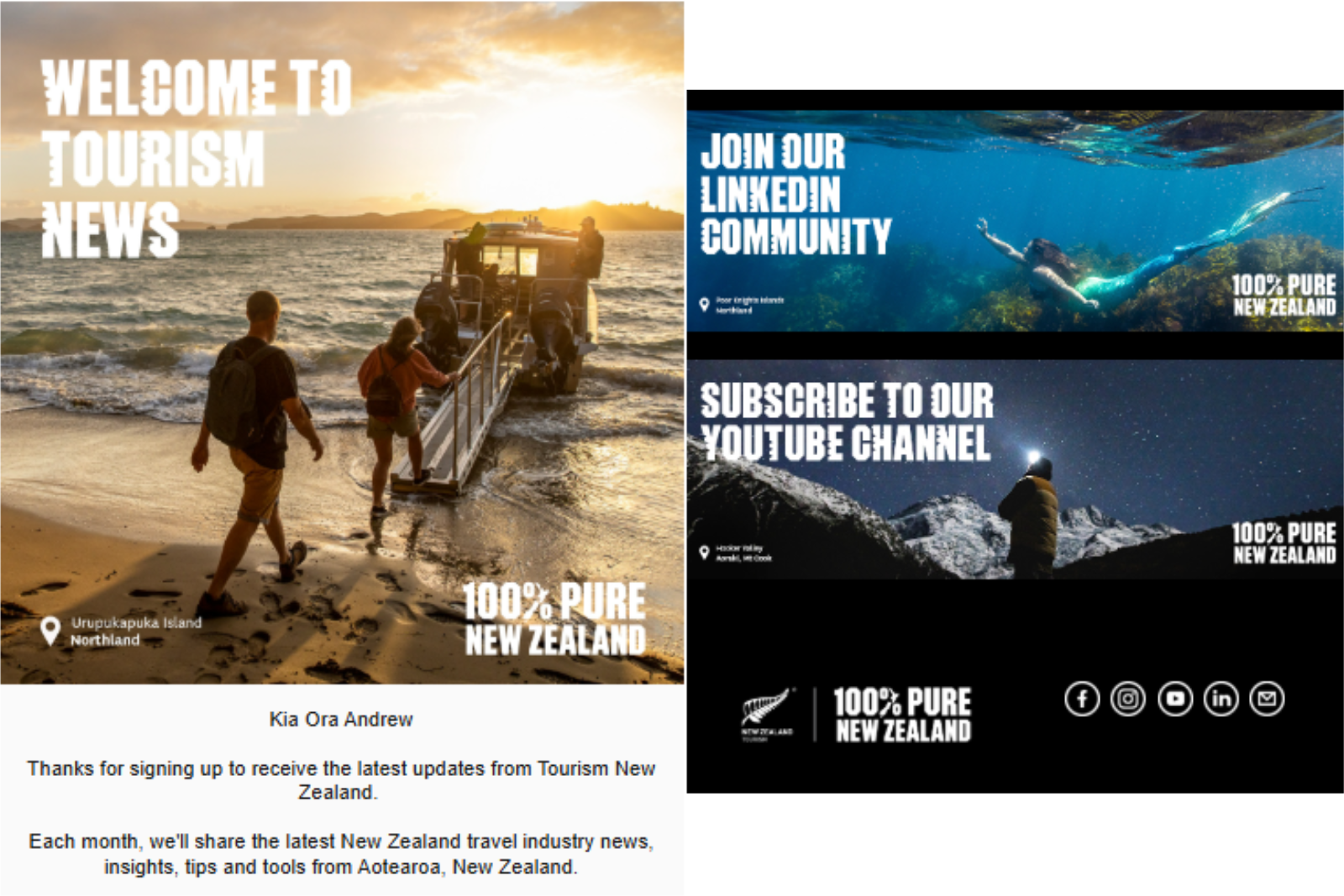 Tourism News email marketing campaign