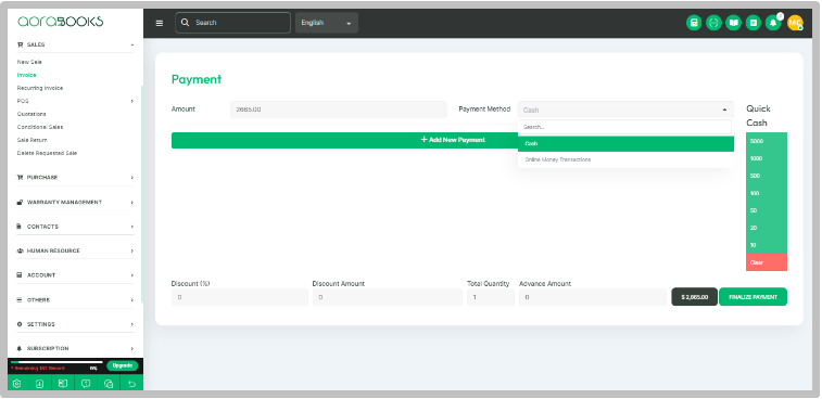 How to make payment for a sale | Aorasoft HelpDesk