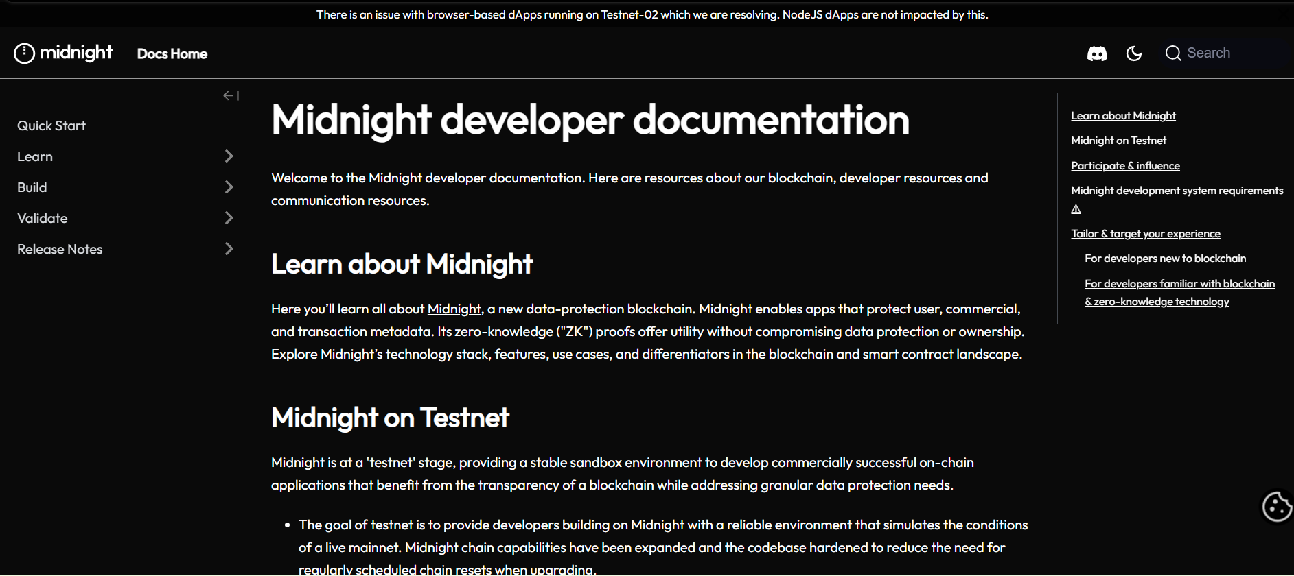 old docs of Midnight network