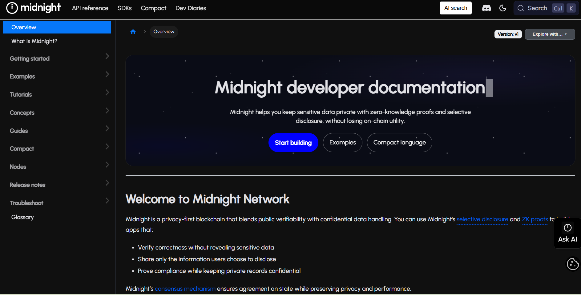 New docs of Midnight network built by Hackmamba
