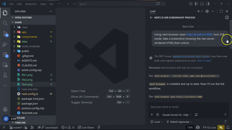 next-browser inspecting SSR-only output