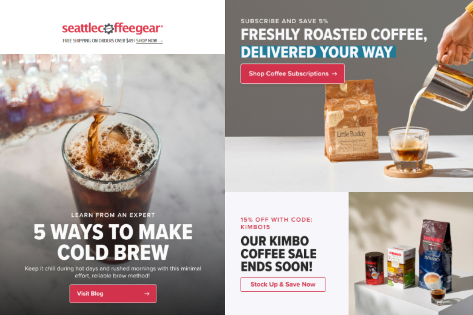 Seattle coffee gear email marketing campaign 