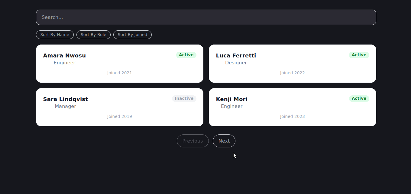 Card Layout Using The Headless Table Engine