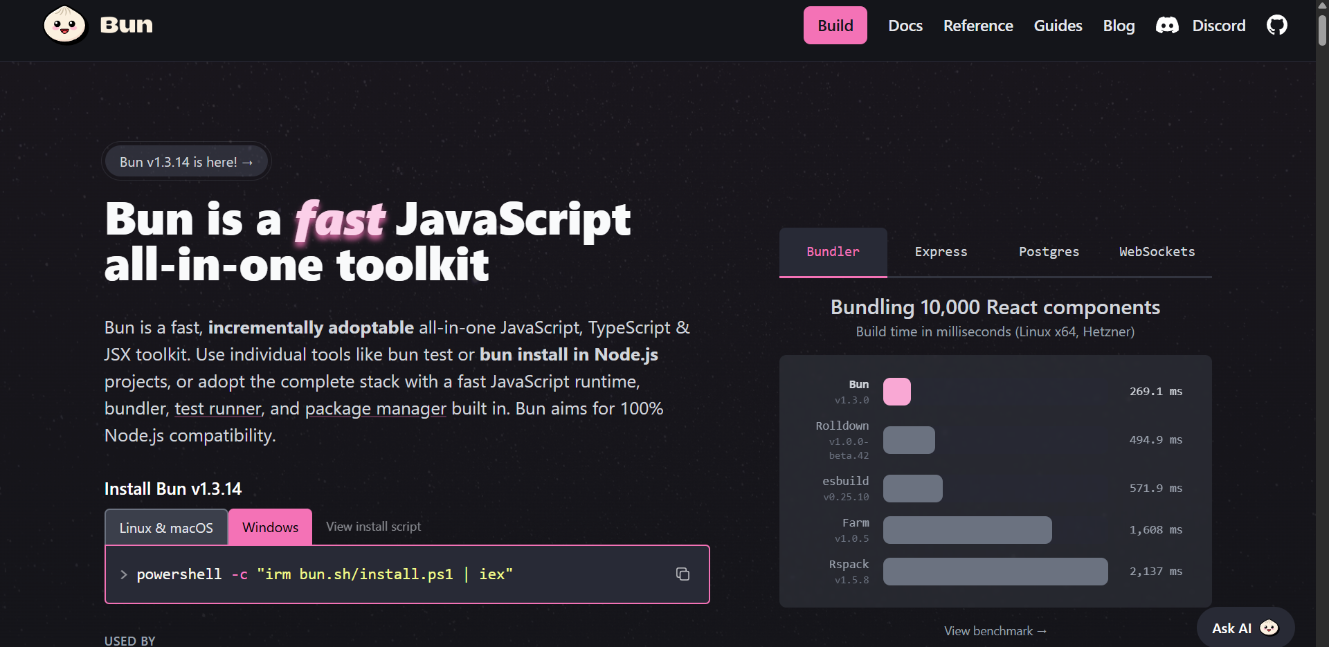 Bun has one of the best homepage copies for developers.