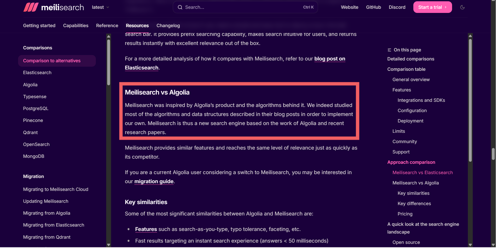 Honest marketing examples done by Meilisearch