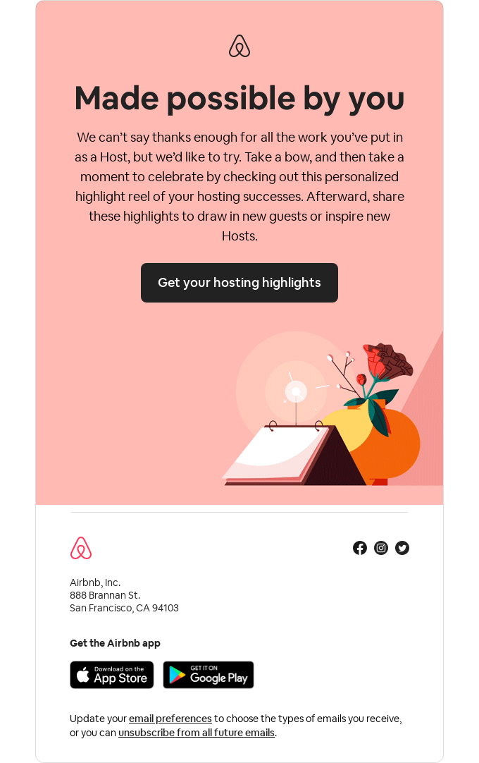 email campaign example by Air B&B