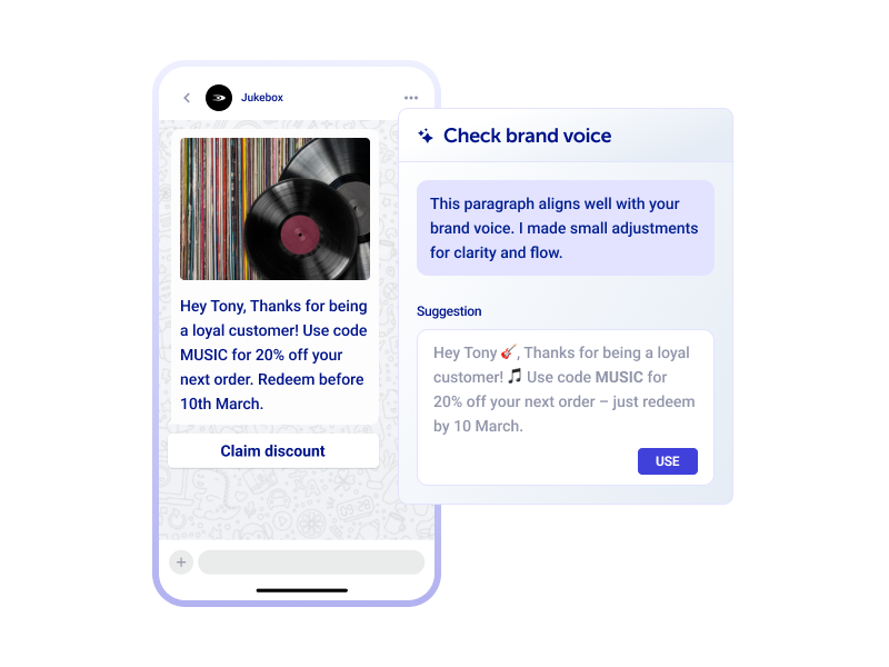 Example of Dotdigital's AI tool checking brand voice