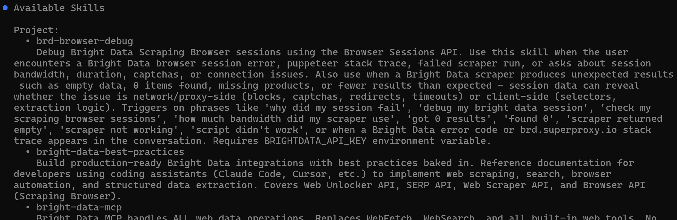 The skills available in GitHub Copilot CLI