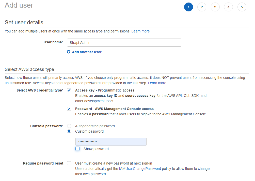 Set user details for Strapi Admin
