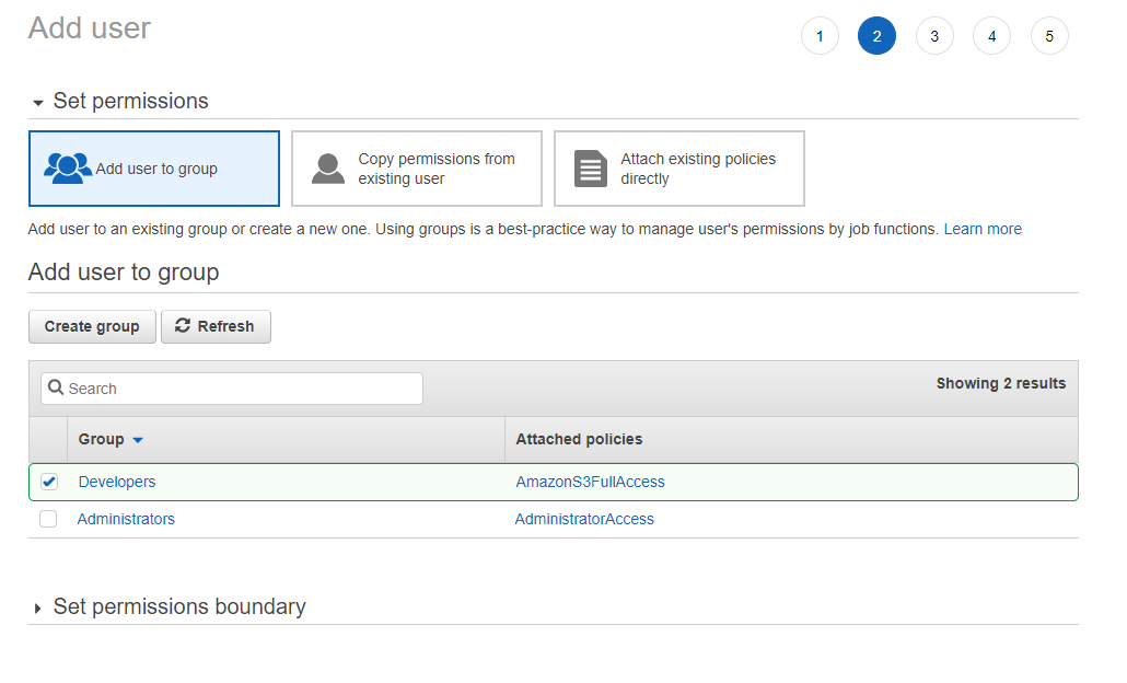 Check newly added user group