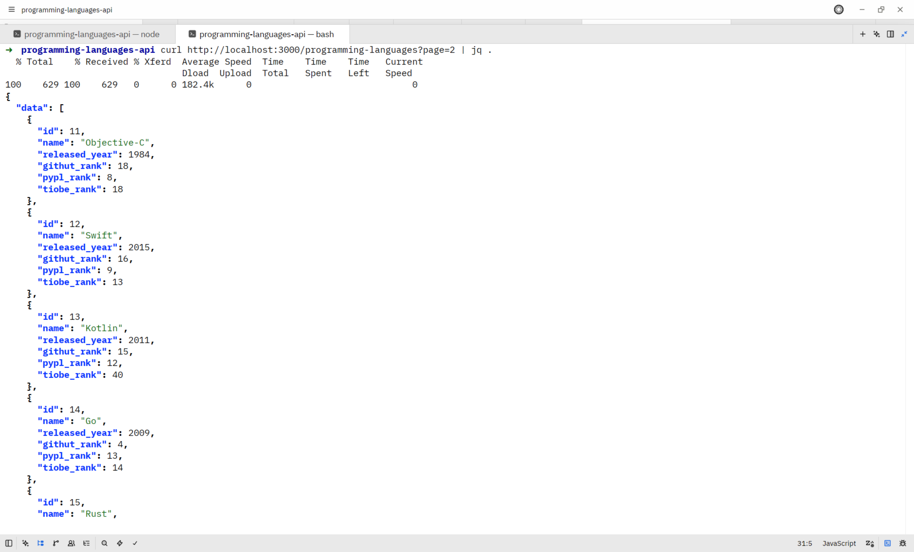 GET Endpoint Node Index Output
