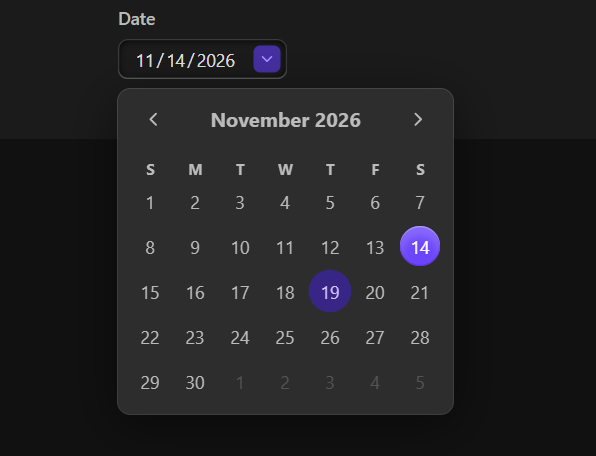 React Aria Components date picker