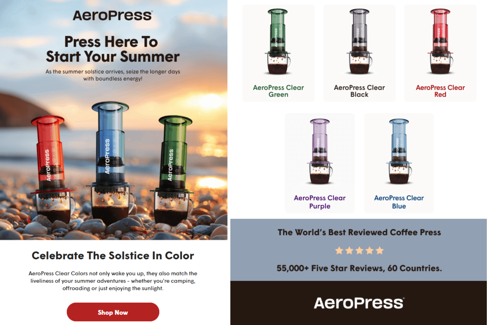 AeroPress email marketing campaign