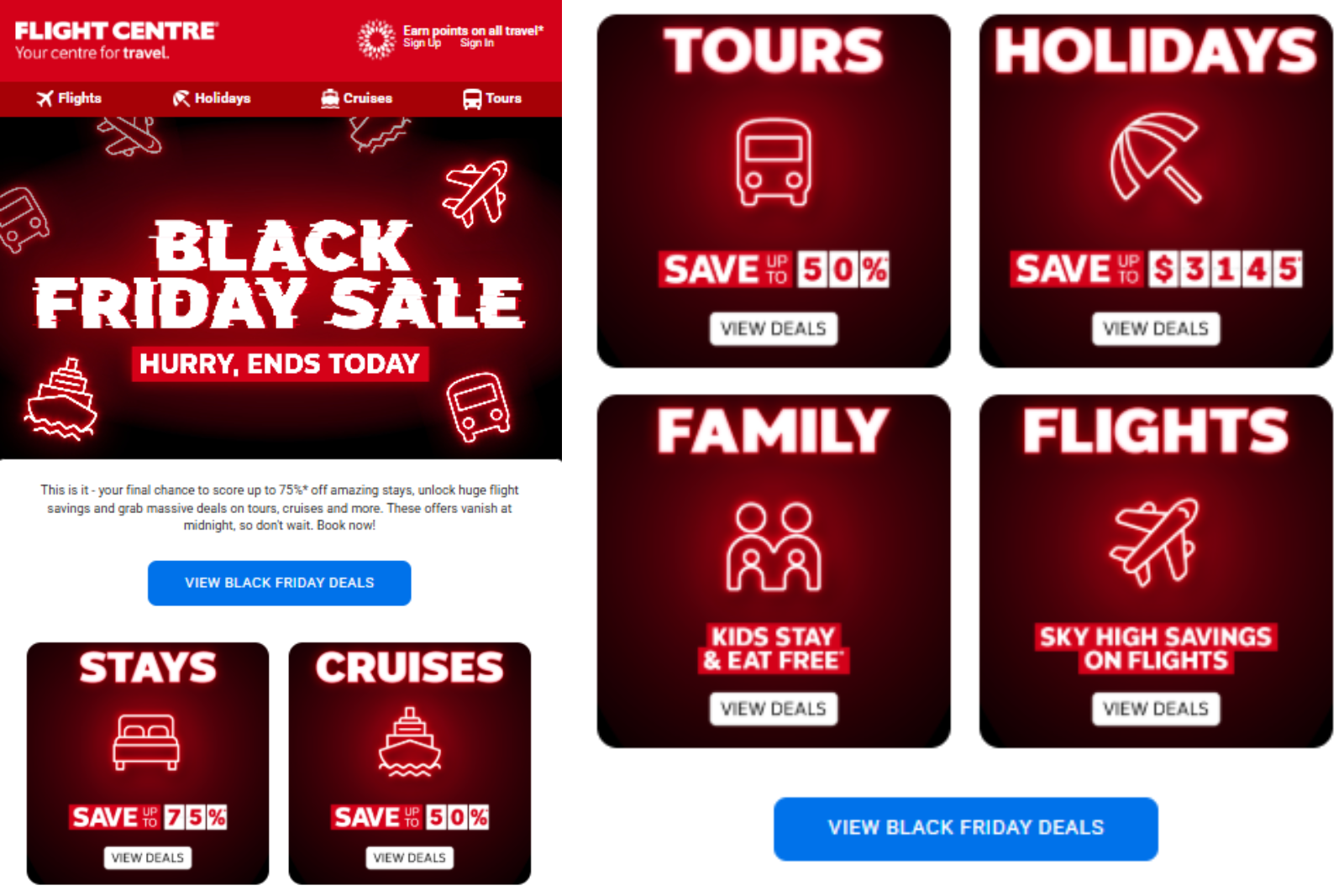Flight Centre email marketing campaign